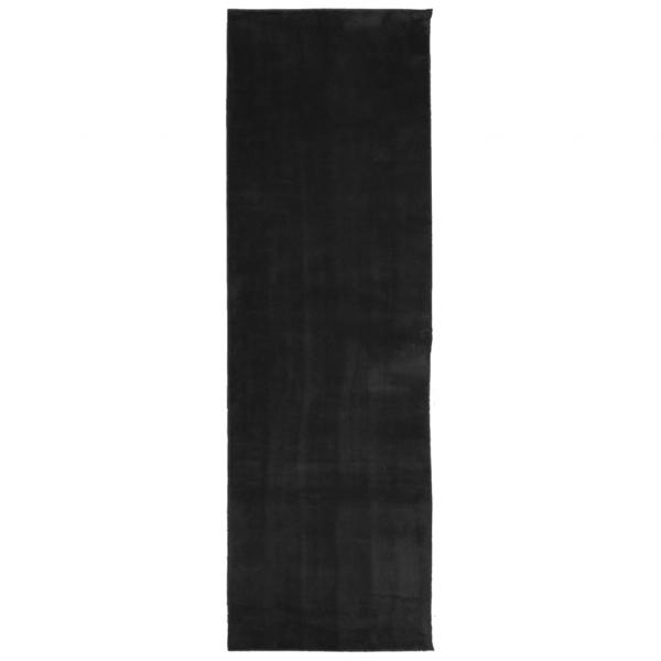 Teppich HUARTE Kurzflor Weich und Waschbar Schwarz 80x250 cm