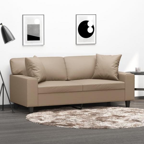 ARDEBO.de - 2-Sitzer-Sofa mit Zierkissen Cappuccino-Braun 140 cm Kunstleder