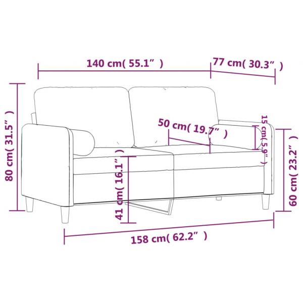 2-Sitzer-Sofa mit Zierkissen Hellgrau 140 cm Samt