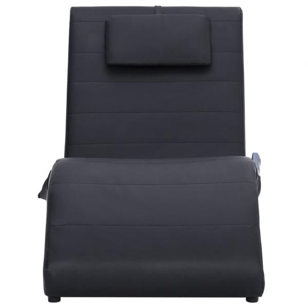 Massage-Chaiselongue mit Kissen Schwarz Kunstleder