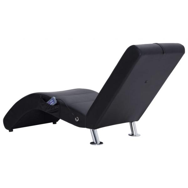 Massage-Chaiselongue mit Kissen Schwarz Kunstleder