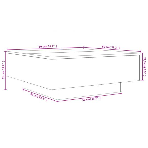 Couchtisch Braun Eichen-Optik 80x80x31 cm Holzwerkstoff