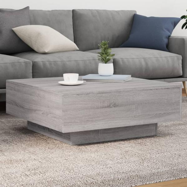 ARDEBO.de - Couchtisch mit LED-Leuchten Grau Sonoma 80x80x31 cm