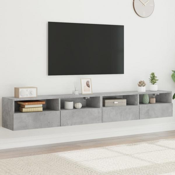 ARDEBO.de - TV-Wandschränke 2 Stk. Betongrau 100x30x30 cm Holzwerkstoff