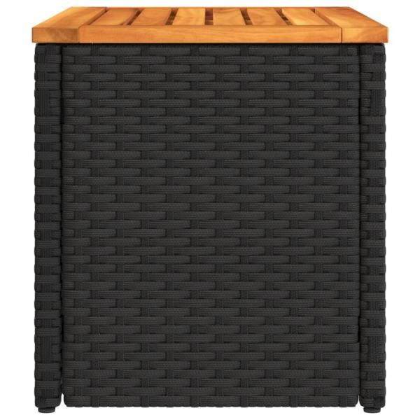 Garten-Beistelltische 2 Stk Schwarz 55x34x37cm Poly Rattan Holz