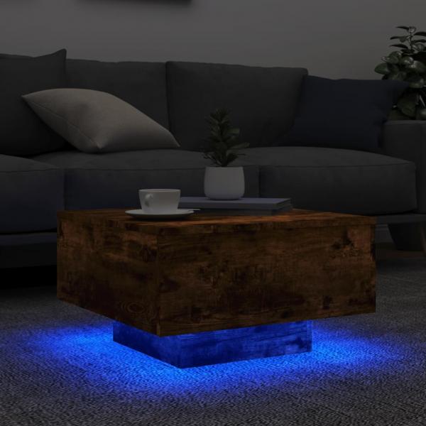 Couchtisch mit LED-Leuchten Räuchereiche 55x55x31 cm