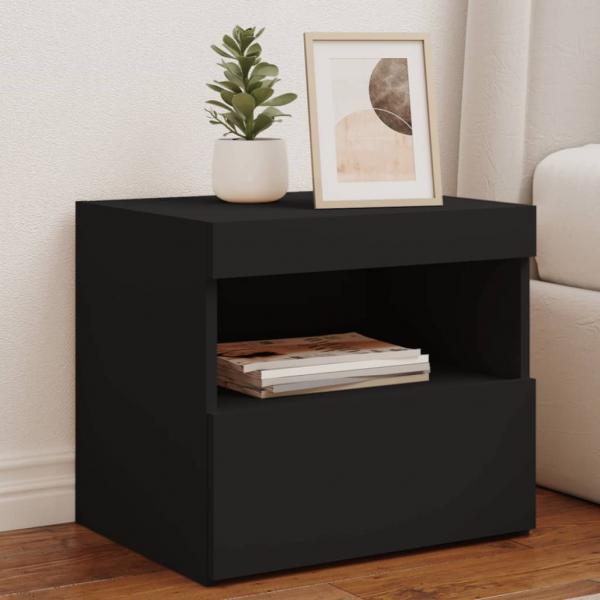 ARDEBO.de - Nachttische mit LED-Leuchten 2 Stk. Schwarz 50x40x45 cm