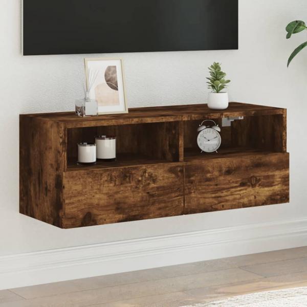 ARDEBO.de - TV-Wandschrank Räuchereiche 80x30x30 cm Holzwerkstoff