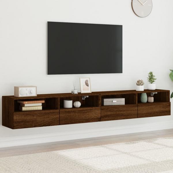 ARDEBO.de - TV-Wandschränke 2 Stk. Braun Eiche-Optik 100x30x30 cm