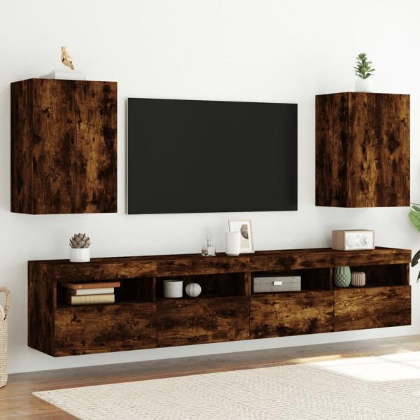 ARDEBO.de - TV-Wandschränke 2 Stk. Räuchereiche 40,5x30x60 cm Holzwerkstoff