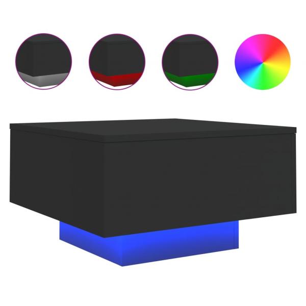 Couchtisch mit LED-Leuchten Schwarz 55x55x31 cm