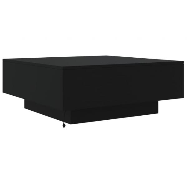 Couchtisch mit LED-Leuchten Schwarz 80x80x31 cm