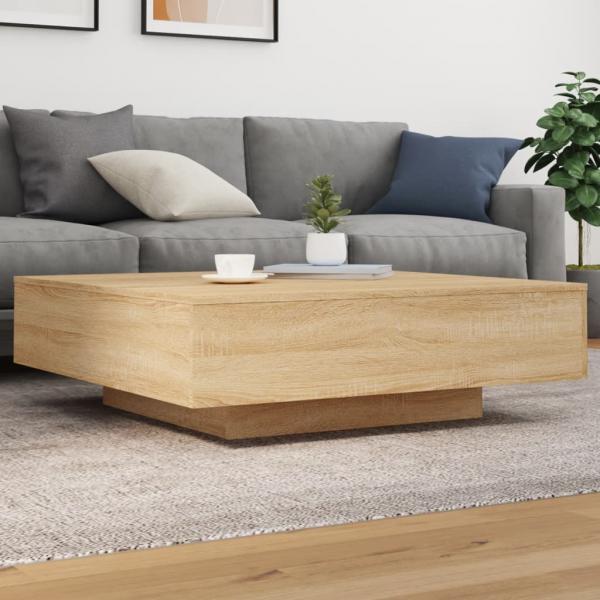 ARDEBO.de - Couchtisch mit LED-Leuchten Sonoma-Eiche 100x100x31 cm