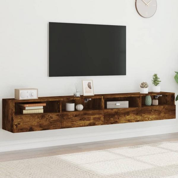 ARDEBO.de - TV-Wandschränke 2 Stk. Räuchereiche 100x30x30 cm Holzwerkstoff