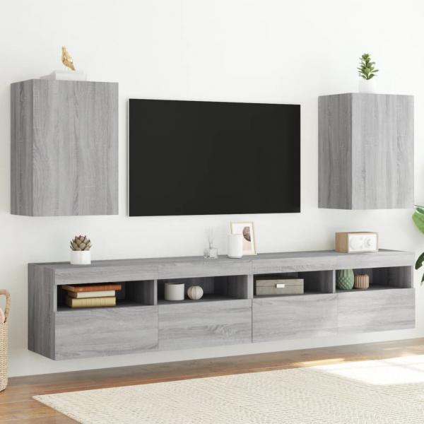 ARDEBO.de - TV-Wandschränke 2 Stk. Grau Sonoma 40,5x30x60 cm Holzwerkstoff