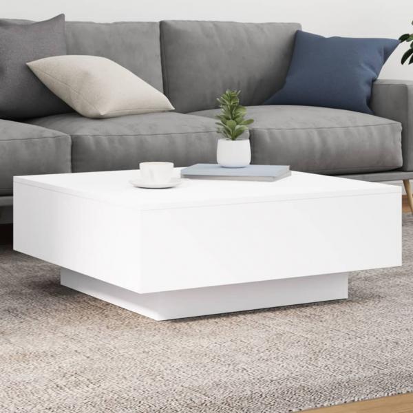 ARDEBO.de - Couchtisch mit LED-Leuchten Weiß 80x80x31 cm