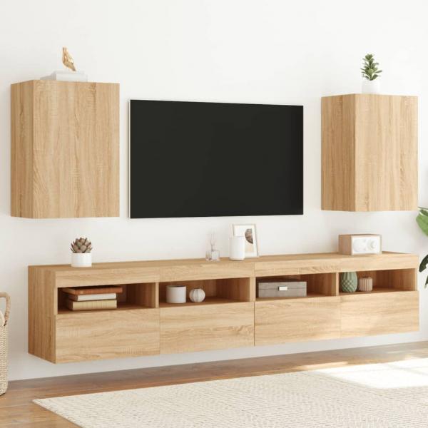 ARDEBO.de - TV-Wandschränke 2 Stk. Sonoma-Eiche 40,5x30x60 cm Holzwerkstoff