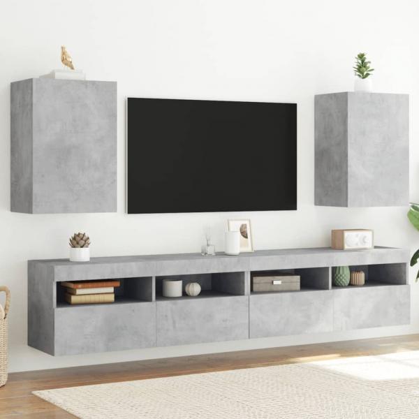 ARDEBO.de - TV-Wandschränke 2 Stk. Betongrau 40,5x30x60 cm Holzwerkstoff