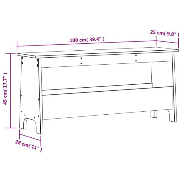 Flurbank Wachsbraun 100x28x45 cm Massivholz Kiefer