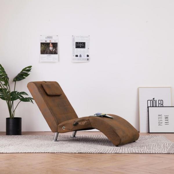 ARDEBO.de - Massage Chaiselongue mit Kissen Braun Wildleder-Optik