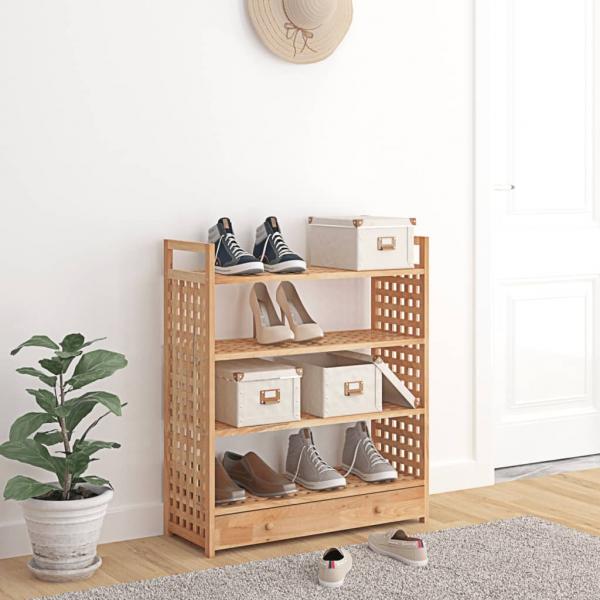 ARDEBO.de - Schuhregal mit Schublade 70x27x81 cm Massivholz Nussbaum