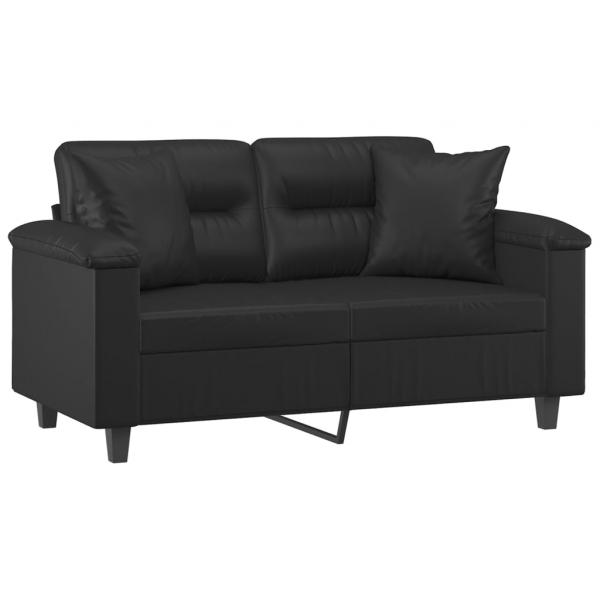 2-Sitzer-Sofa mit Zierkissen Schwarz 120 cm Kunstleder