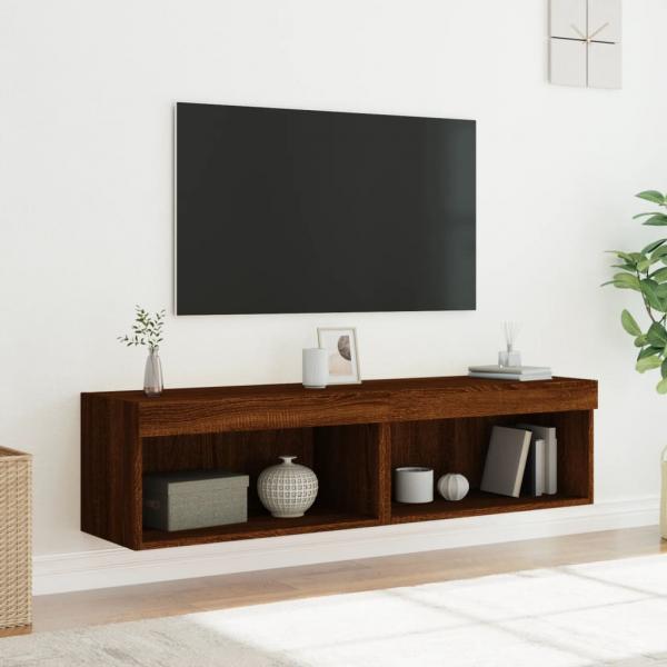 TV-Schränke mit LED-Leuchten 2Stk. Braun Eiche-Optik 60x30x30cm