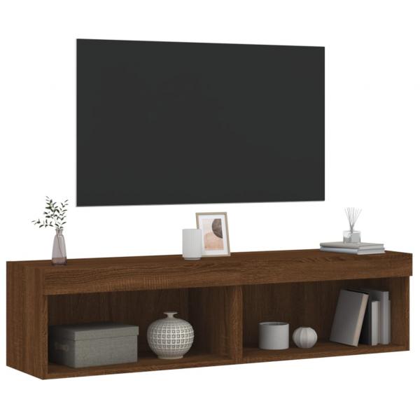 TV-Schränke mit LED-Leuchten 2Stk. Braun Eiche-Optik 60x30x30cm