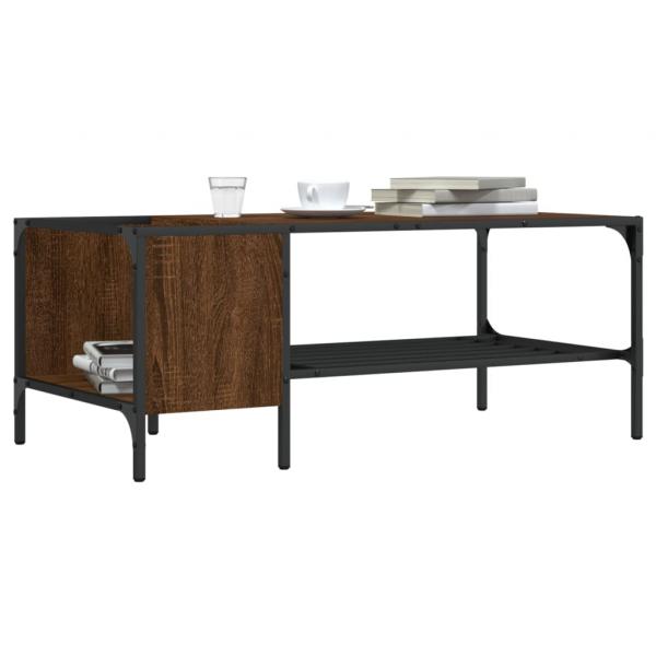 ARDEBO.de - Couchtisch mit Regal Braun Eichen-Optik 100x51x40 cm