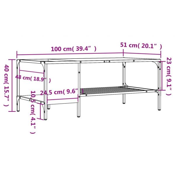 Couchtisch mit Regal Braun Eichen-Optik 100x51x40 cm