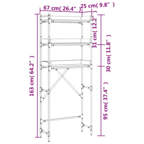 Waschmaschinenregal Grau Sonoma 67x25x163 cm Holzwerkstoff