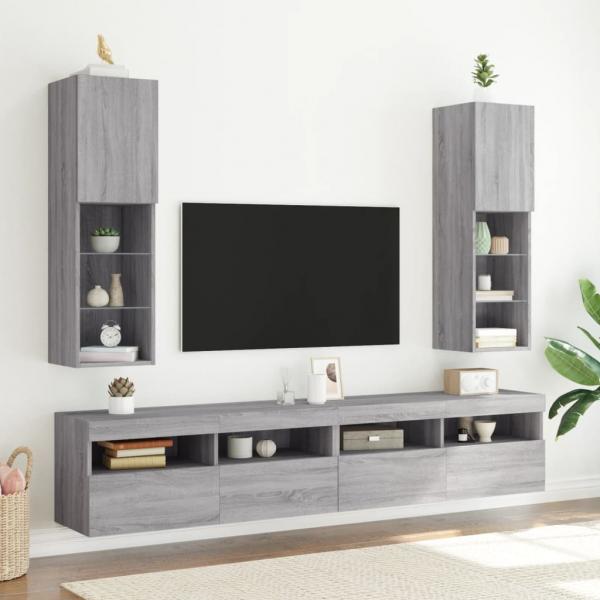 ARDEBO.de - TV-Schränke mit LED-Leuchten 2 Stk. Grau Sonoma 30,5x30x102 cm