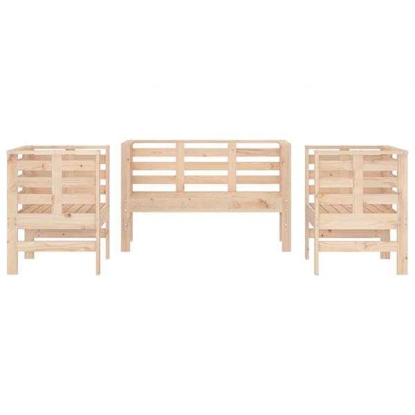 3-tlg. Garten-Lounge-Set Massivholz Kiefer