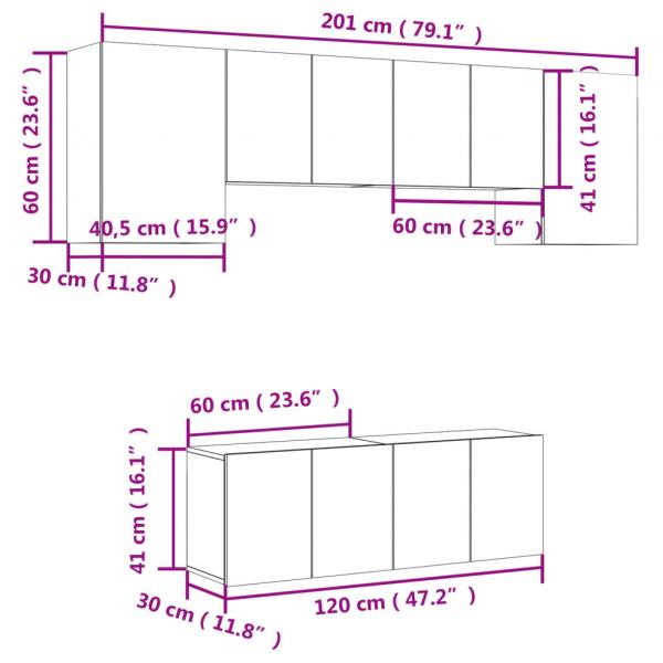 6-tlg. Wohnwand Grau Sonoma Holzwerkstoff