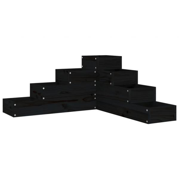 Pflanzentreppe 4 Stufen 80,5x79x36 cm Schwarz Massivholz Kiefer