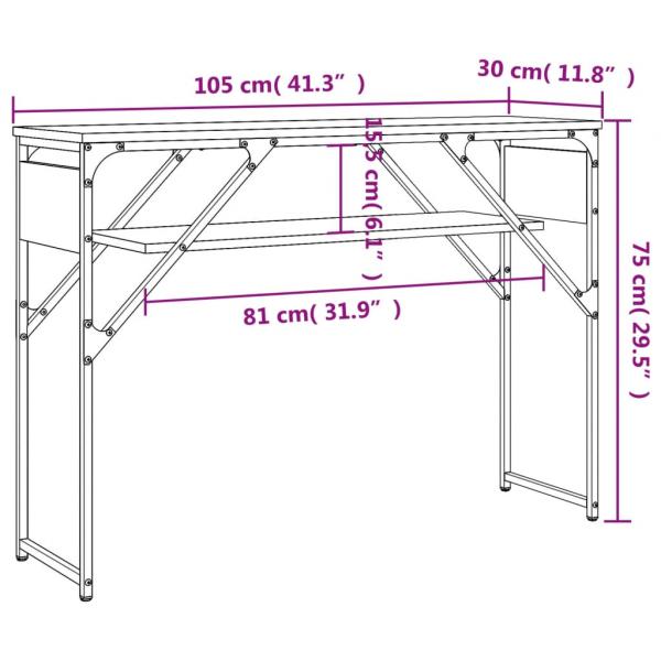 Konsolentisch mit Ablage Braun Eichen-Optik 105x30x75 cm