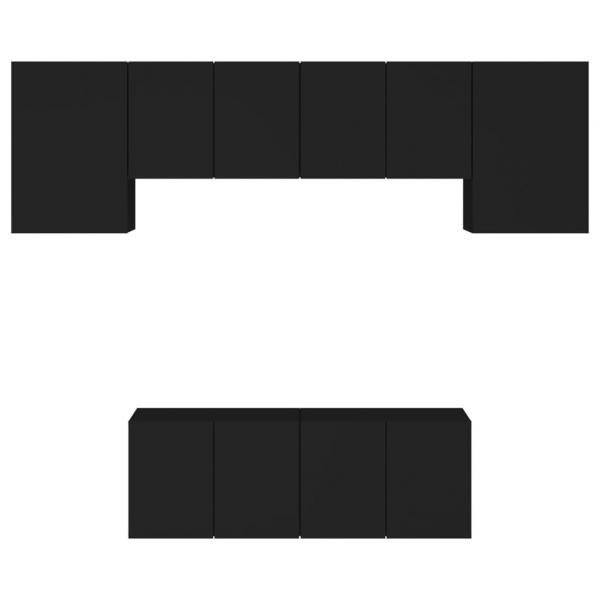 6-tlg. Wohnwand Schwarz Holzwerkstoff