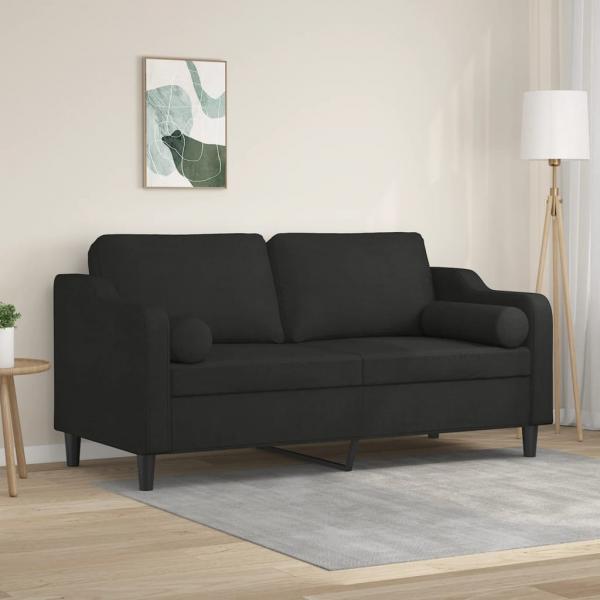 ARDEBO.de - 2-Sitzer-Sofa mit Zierkissen Schwarz 140 cm Stoff