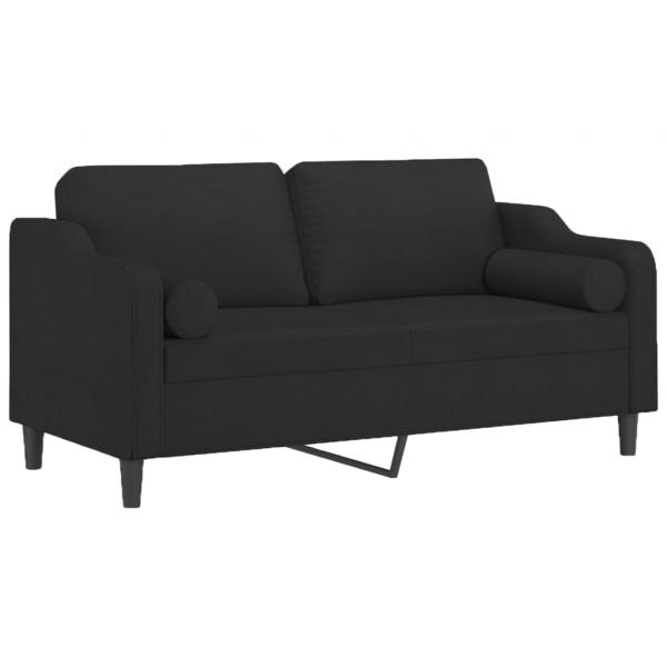 2-Sitzer-Sofa mit Zierkissen Schwarz 140 cm Stoff