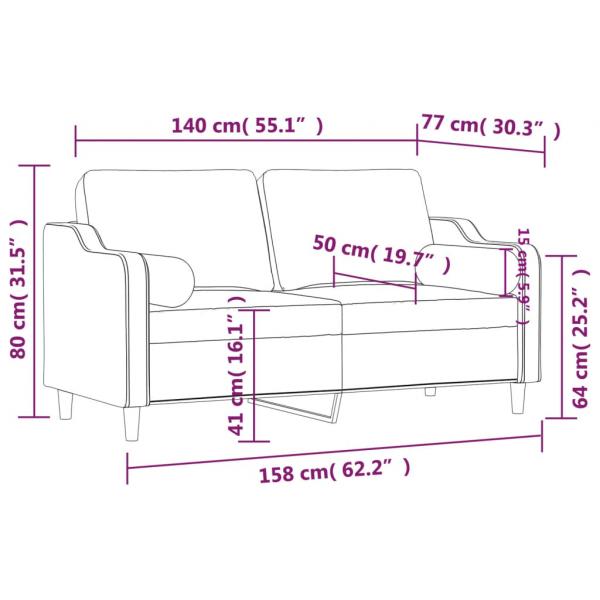 2-Sitzer-Sofa mit Zierkissen Schwarz 140 cm Stoff