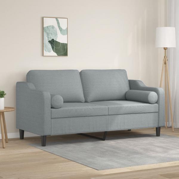 ARDEBO.de - 2-Sitzer-Sofa mit Zierkissen Hellgrau 140 cm Stoff