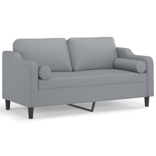 2-Sitzer-Sofa mit Zierkissen Hellgrau 140 cm Stoff