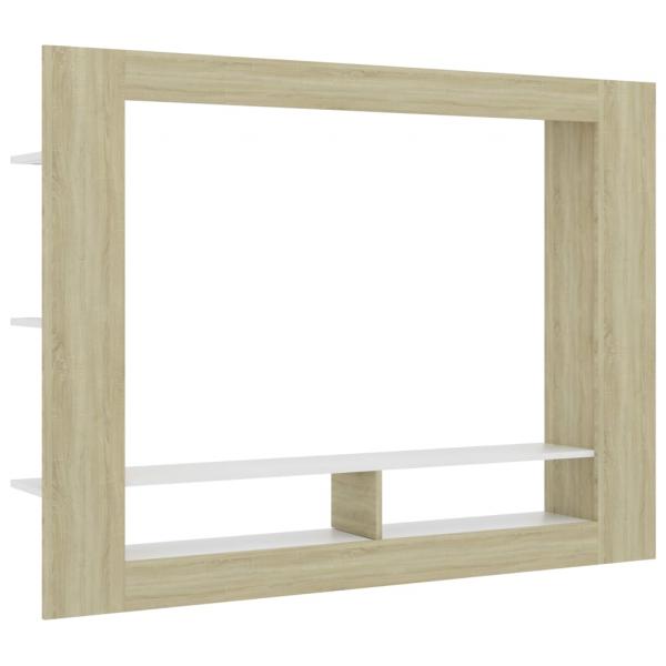 TV-Schrank Weiß und Sonoma-Eiche 152x22x113 cm Holzwerkstoff