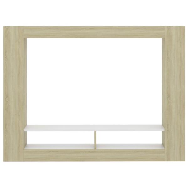 TV-Schrank Weiß und Sonoma-Eiche 152x22x113 cm Holzwerkstoff