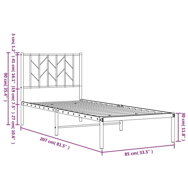 Bettgestell mit Kopfteil Metall Schwarz 80x200 cm