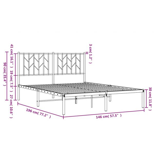 Bettgestell mit Kopfteil Metall Schwarz 140x190 cm