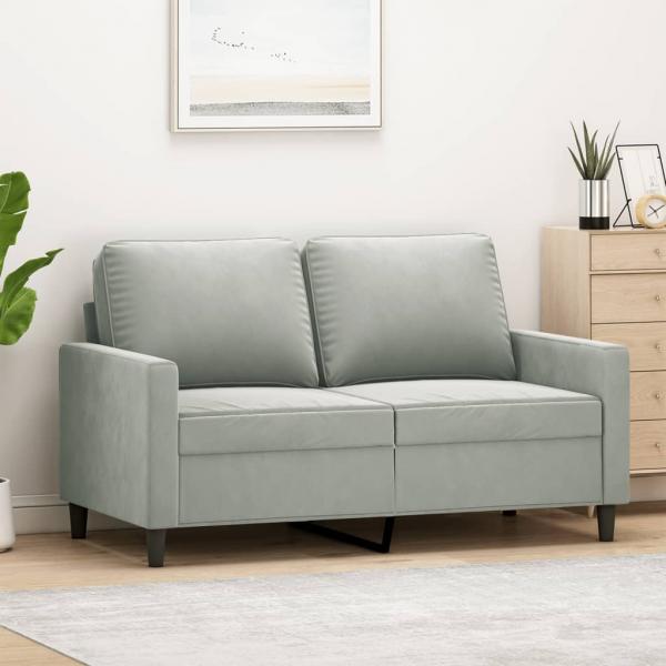 ARDEBO.de - 2-Sitzer-Sofa Hellgrau 120 cm Samt