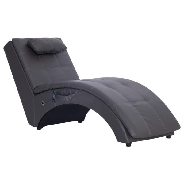 Massage Chaiselongue mit Kissen Grau Kunstleder