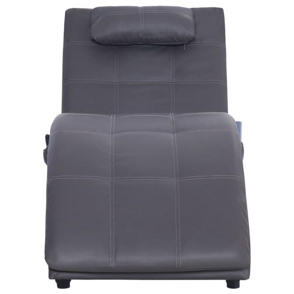 Massage Chaiselongue mit Kissen Grau Kunstleder