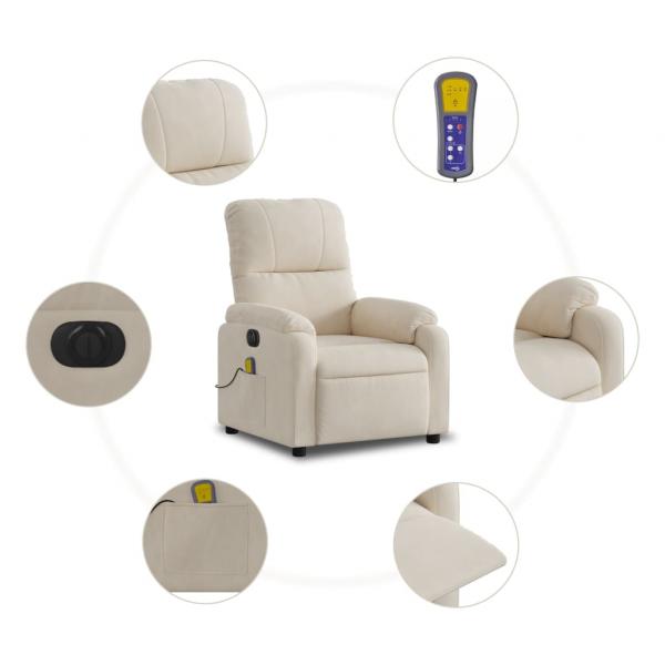 Massagesessel Elektrisch Beige Mikrofasergewebe